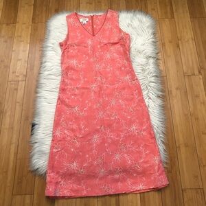 Talbots Linen Blend Embroidered V-neck Sleeveless Burnt Orange Sheath Dress 4